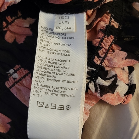 NEW Free People Daphne Blouse Midnight Combo Black Pink Floral Print Crop Top XS - Picture 12 of 16